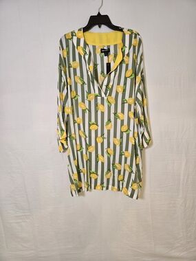 Lemon Stripe Long Sleeve Sleep Shirt - Yellow & Green